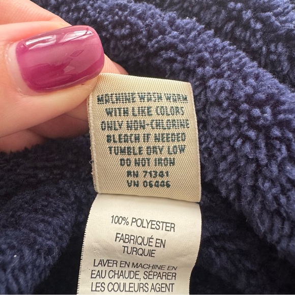 LL Bean Robe Womens M-Reg Blue Winter Fleece Wrap Front Belted Housecoat Cozy - Picture 5 of 6